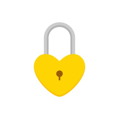 Asma kilit düz tasarım vektör çizimi. Kilit. Güvenlik, güvenlik, şifreleme, koruma, gizlilik kavramı. Vektör simgesi. Çizgi film biçimi.