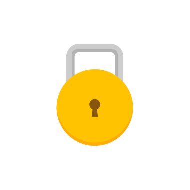 Beyaz arkaplanda asma kilit sembolü vektör çizimi, güvenlik ve güvenlik koruması