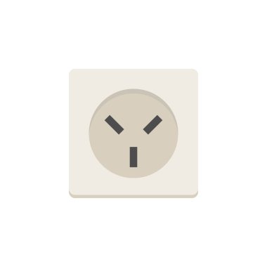 Elektrik soketi düz tasarım vektör çizimi. Ev elektriği ve elektrik konsepti. Voltaj kablosu kesildi. Enerji kablosu fişi çekti.