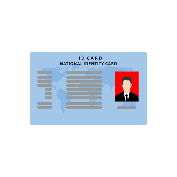 identity card flat design vector illustration. The idea of personal identity. ID card, identification card, drivers license, identity verification, person data.