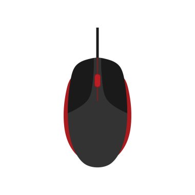 Bilgisayar Faresi düz tasarım vektör çizimi. PC Fare simgesi vektörü izole edildi. Simge bilgisayar fare ağı. Modern bilgisayar faresi, düz simge tasarımı