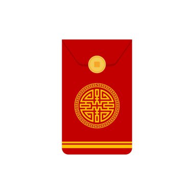 Angpao zarf simgesi. Hongbao kırmızı zarfları hazır. Çin angpao hediyelerinin vektör koleksiyonu izole edildi. Geleneksel zarf, sikkeler, Çin Yeni Yılı için para, doğum günü, düğün ve diğer tatiller.