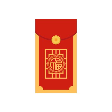 Angpao zarf simgesi. Hongbao kırmızı zarfları hazır. Çin angpao hediyelerinin vektör koleksiyonu izole edildi. Geleneksel zarf, sikkeler, Çin Yeni Yılı için para, doğum günü, düğün ve diğer tatiller.