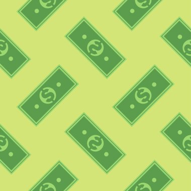 Banknotsuz düz dizayn vektör çizimi. Yeşil izole arka planda nakit vektör illüstrasyonunu değiştirin. Banknote tasarısı kusursuz şablon iş konsepti