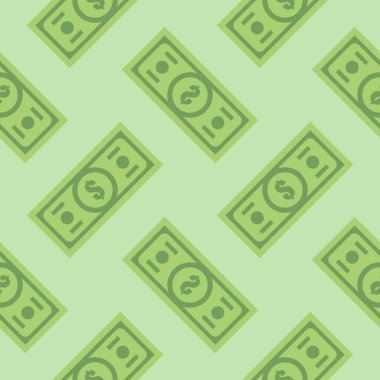 Banknotsuz düz dizayn vektör çizimi. Yeşil izole arka planda nakit vektör illüstrasyonunu değiştirin. Banknote tasarısı kusursuz şablon iş konsepti