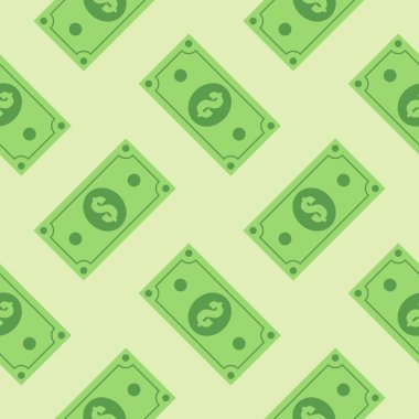 Banknotsuz düz dizayn vektör çizimi. Yeşil izole arka planda nakit vektör illüstrasyonunu değiştirin. Banknote tasarısı kusursuz şablon iş konsepti