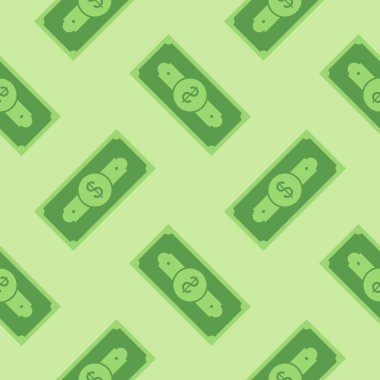 Banknotsuz düz dizayn vektör çizimi. Yeşil izole arka planda nakit vektör illüstrasyonunu değiştirin. Banknote tasarısı kusursuz şablon iş konsepti