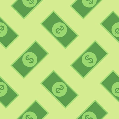 Banknotsuz düz dizayn vektör çizimi. Yeşil izole arka planda nakit vektör illüstrasyonunu değiştirin. Banknote tasarısı kusursuz şablon iş konsepti