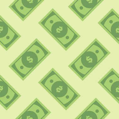 Banknotsuz düz dizayn vektör çizimi. Yeşil izole arka planda nakit vektör illüstrasyonunu değiştirin. Banknote tasarısı kusursuz şablon iş konsepti