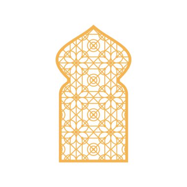 Arapça süslemeli pencereler. İslami kemer, Arap süslemeleri geleneksel Müslüman vektör çizimi. Süslü Arabesk desenli dekoratif Arap penceresi, İslami kapı Hint kapısı.