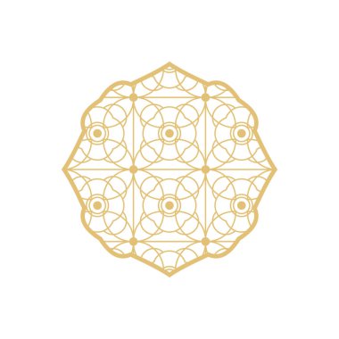 Arap İslami şablon kemer çerçevesi. İslami altın çerçeveler. Süslü Ramazan penceresi. Vektör oryantal dekorasyon tasarımı. Tasarım için Müslümanların klasik sınırı. Doğu tarzında Hint dekorasyonu..