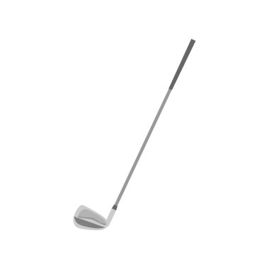 Golf kulübü düz tasarım vektör çizimi. Golf sporu vektör grafik tasarım şablonu çizimi. Golf sopası vektörü, spor nesnesi veya ekipman
