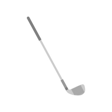 Golf kulübü düz tasarım vektör çizimi. Golf sporu vektör grafik tasarım şablonu çizimi. Golf sopası vektörü, spor nesnesi veya ekipman