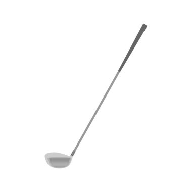 Golf kulübü düz tasarım vektör çizimi. Golf sporu vektör grafik tasarım şablonu çizimi. Golf sopası vektörü, spor nesnesi veya ekipman