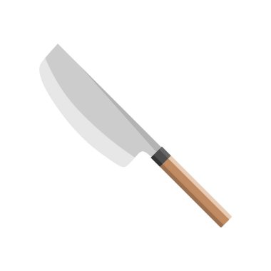 Japon yemek bıçağı düz tasarım vektör çizimi. Japon mutfak bıçakları. Vintage oymalı el çizimi illüstrasyonları. Bunkabocho, Deba, Sobakiri, Takohiki ve diğerleri..