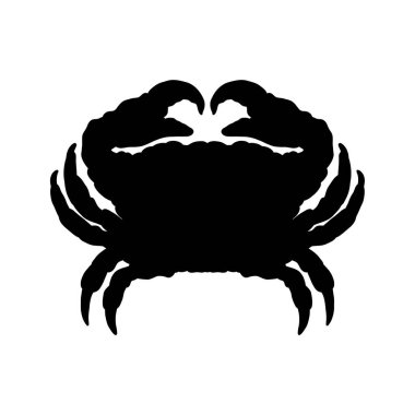 Yengeç siluetinin vektör görüntüsü. Yiyecek uygulamaları ve web siteleri için yengeç ya da kabuklu deniz ürünü ikonu. Yiyecek ambalajı ya da restoran tasarımı için deniz ürünleri dükkânı logosu marka şablonu.