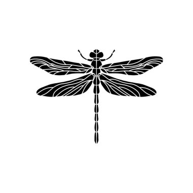 Beyaz arka planda yusufçuk siyah-beyaz vektör çizimi var. Beyaz arka planda yusufçuk böceğinin el çizimi