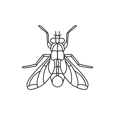 Sinek özeti simgesi. Sinek çizgisi sanat çizgisi çizimi. Çizgi grafik tasarımı. Siyah beyaz çizim böceği.