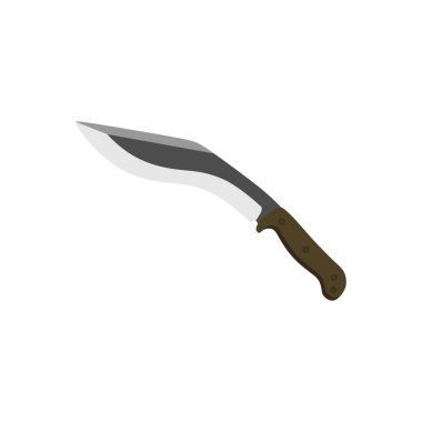 Kukri Gurkha Kılıç düz tasarım vektör çizimi beyaz arka planda izole edilmiş, Kukri pala bıçağı. Ordu Savaşından Hayatta Kalma Nepal Gurkha Kılıç Vektörü