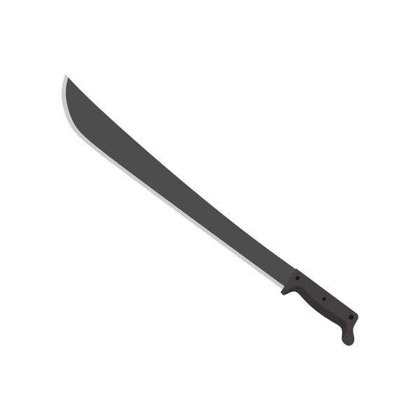 латинский мачете плоский дизайн иллюстрации изолированы на белом фоне. Кутча, большой изогнутый нож с широкой бляхой, векторная иллюстрация.