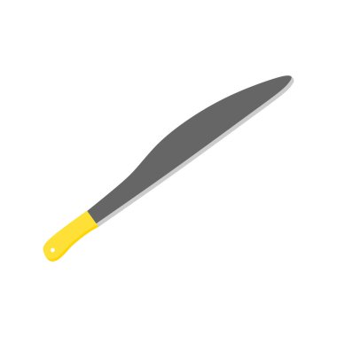 beyaz arkaplanda izole edilmiş koma palası düz tasarım çizimi. Ormandaki avcı silahı. Balta ya da pala, ağaç kesmek ve dalları elle kesmek için eski bir araç..