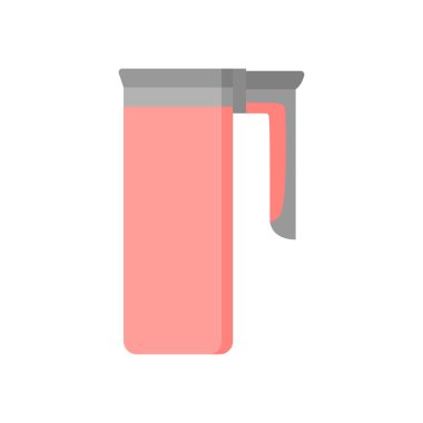 Kahve termoses düz tasarım vektör çizimi. Termo bardaklar, bardak ve termos. Kahve ya da çay için vektör seyahat bardakları sıcak içecekler, su şişeleri ya da içecek servisi için termal şişeler