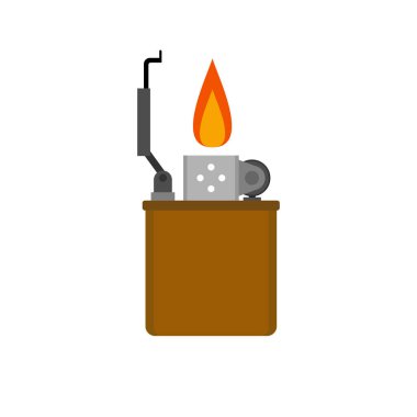 Daha hafif düz tasarım vektör çizimi. Alevli metal çakmaklar. El çizimi modern izole Vektör çizimleri. Şablon dizayn et