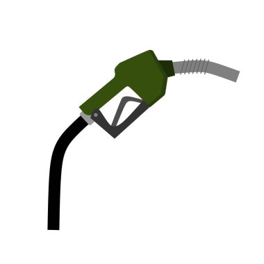 Beyaz zemin, dizel, şeffaf arkaplanda izole edilmiş gaz nozül benzin vektör illüstrasyonu. Sanat tasarımı petrol pompası. Benzin istasyonu tabelası