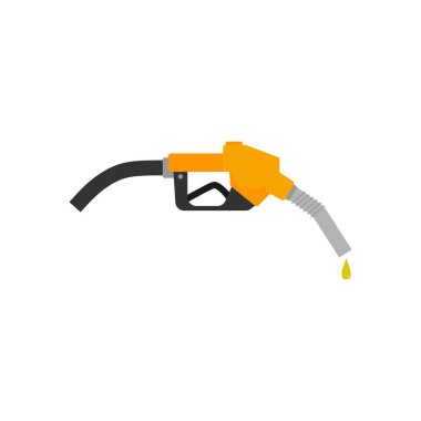 Beyaz zemin, dizel, şeffaf arkaplanda izole edilmiş gaz nozül benzin vektör illüstrasyonu. Sanat tasarımı petrol pompası. Benzin istasyonu tabelası
