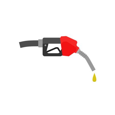 Beyaz zemin, dizel, şeffaf arkaplanda izole edilmiş gaz nozül benzin vektör illüstrasyonu. Sanat tasarımı petrol pompası. Benzin istasyonu tabelası