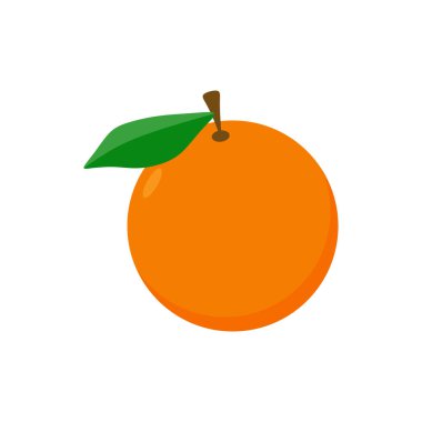 turuncu meyve yassı tasarım vektör çizimi. Basit taze portakal suyu sağlıklı yiyecek lezzetli çizgi film çizimi. Mandalina organik meyvesi.