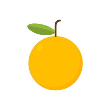 turuncu meyve yassı tasarım vektör çizimi. Basit taze portakal suyu sağlıklı yiyecek lezzetli çizgi film çizimi. Mandalina organik meyvesi.