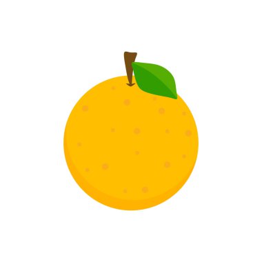 turuncu meyve yassı tasarım vektör çizimi. Basit taze portakal suyu sağlıklı yiyecek lezzetli çizgi film çizimi. Mandalina organik meyvesi.