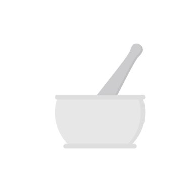 Havan ve tokmak düz tasarım vektör çizimi. Öğütme araçları.