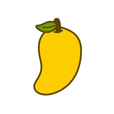 Mango düz tasarım vektör çizimi. Mango renkli meyve. Doğal tropikal meyve.