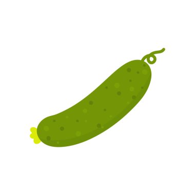 Salatalık ve sebze yassı tasarım vektör çizimi. organik simge beyaz arkaplanda izole edildi