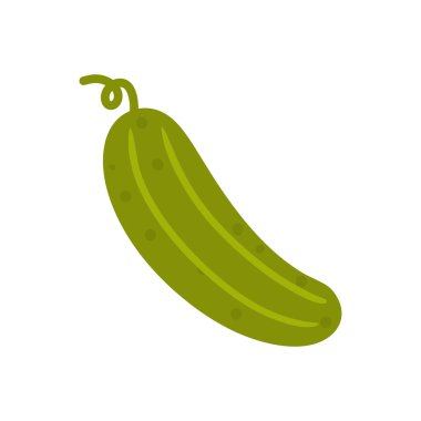 Salatalık ve sebze yassı tasarım vektör çizimi. organik simge beyaz arkaplanda izole edildi