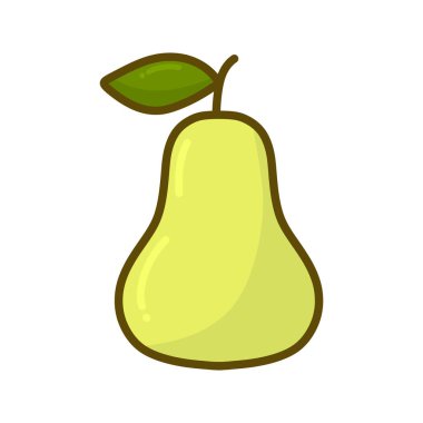 armut yassı tasarım vektör çizimi. Sağlıklı sulu meyve, organik taze tatlı..