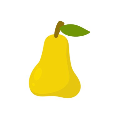 armut yassı tasarım vektör çizimi. Sağlıklı sulu meyve, organik taze tatlı..