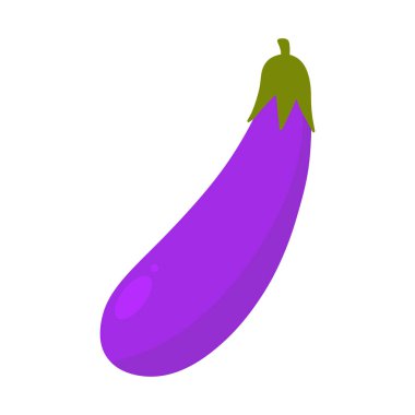 Beyaz arka planda izole edilmiş patlıcan çizimi. Taze sebze düz resimleme