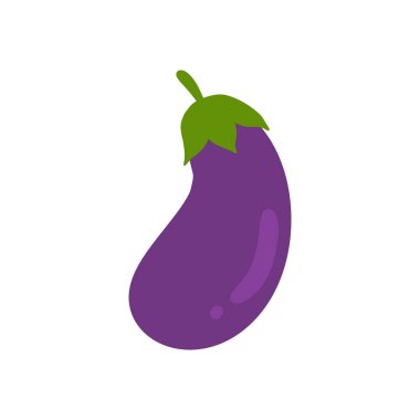 Beyaz arka planda izole edilmiş patlıcan çizimi. Taze sebze düz resimleme