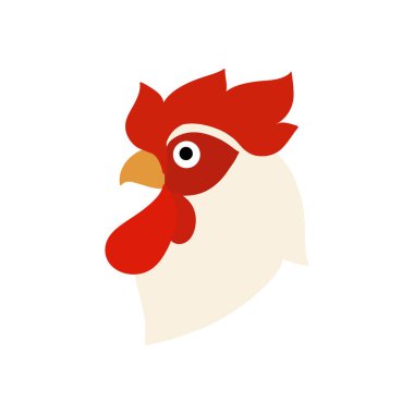 Tavuk yassı tasarım vektör çizimi. Kümes hayvanları için horoz maskotu elle çizilmiş..