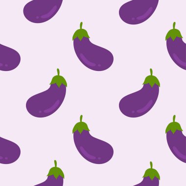 Mor patlıcan desensiz vektör çizimi. Renkli bir arkaplanda olgun patlıcan.