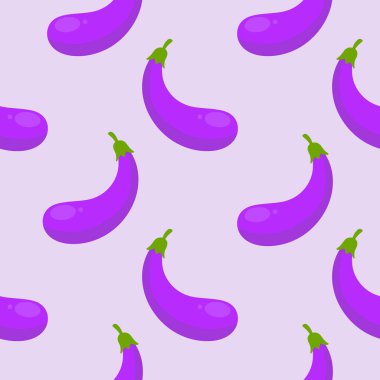 Mor patlıcan desensiz vektör çizimi. Renkli bir arkaplanda olgun patlıcan.