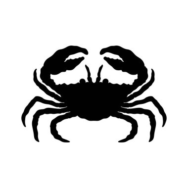 Siyah ve beyaz yengeç silueti beyaz arkaplanda izole edilmiş yengeç