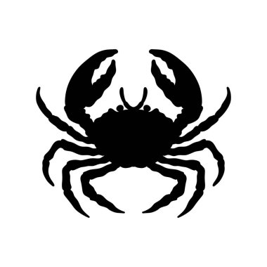 Siyah ve beyaz yengeç silueti beyaz arkaplanda izole edilmiş yengeç