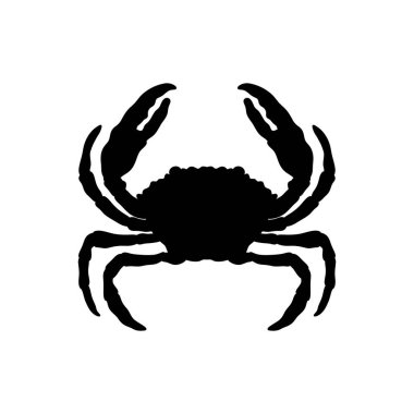 Siyah ve beyaz yengeç silueti beyaz arkaplanda izole edilmiş yengeç