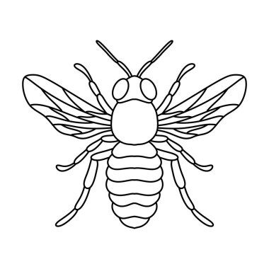 Siyah ve beyaz arı sembolü. Çiftlik logosu için arı. Arı hattı illüstrasyonu