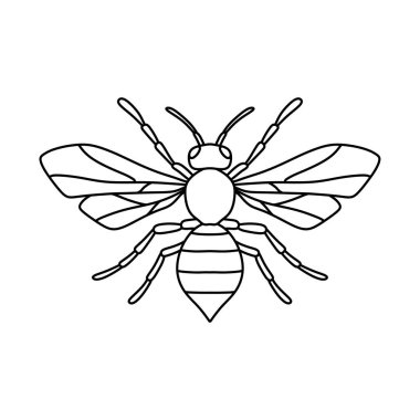 Siyah ve beyaz arı sembolü. Çiftlik logosu için arı. Arı hattı illüstrasyonu