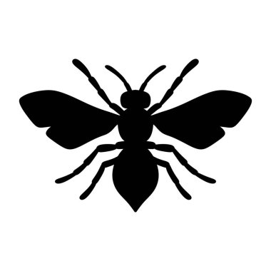 Siyah-beyaz arı silueti vektör sanat çizimi. Beyaz arkaplanda izole edilmiş basit vektör arı siluetleri